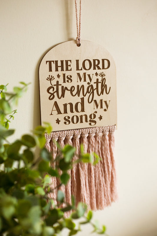 Bible Verse Hanging Macrame Sign Pastel Colours