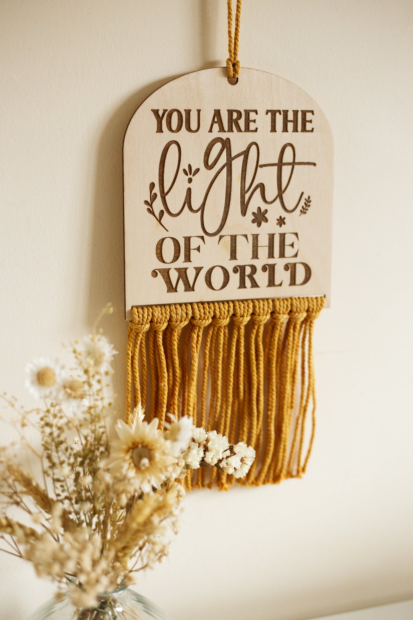 Bible Verse Hanging Macrame Sign Pastel Colours