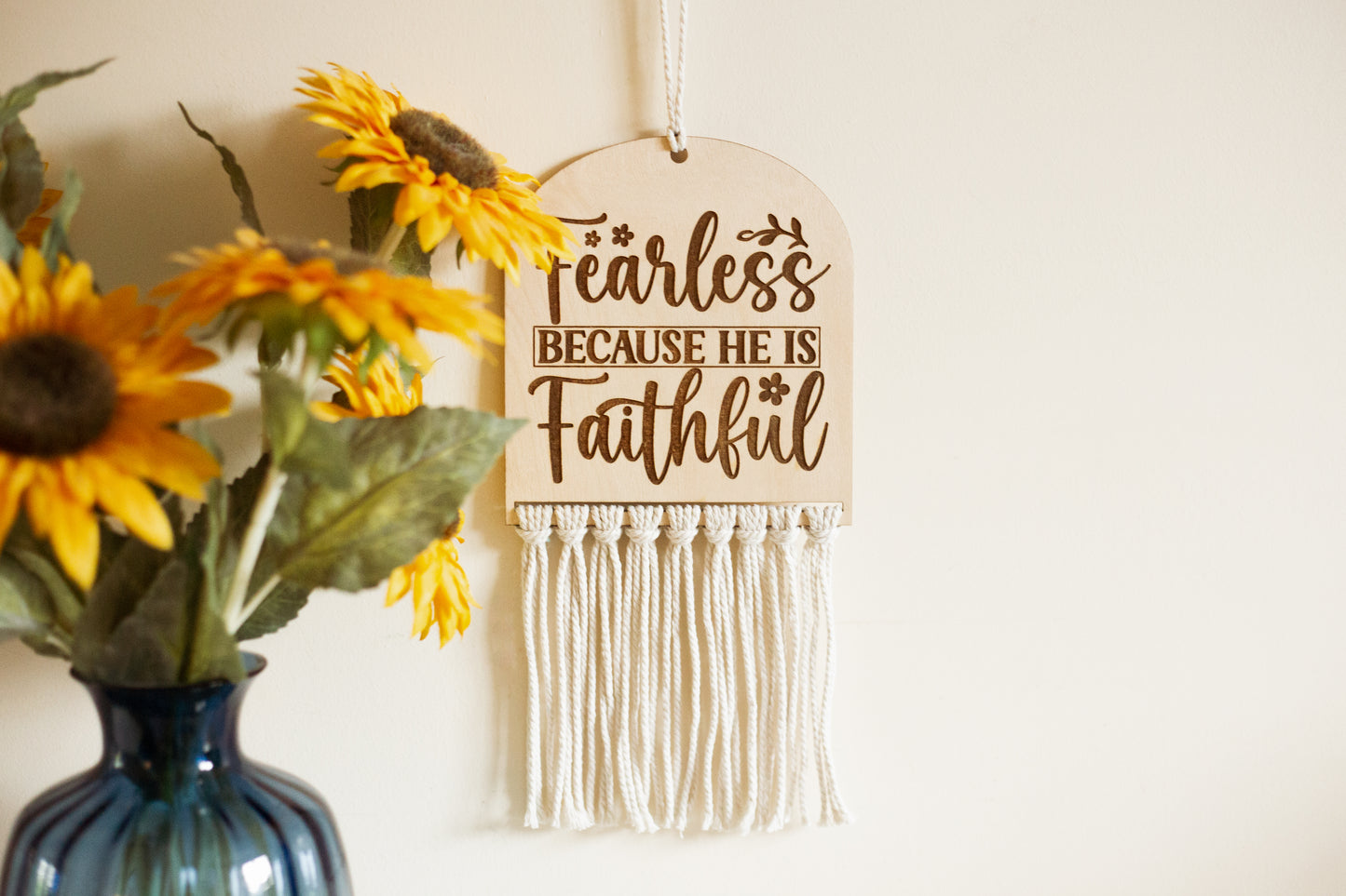 Bible Verse Hanging Macrame Sign Pastel Colours