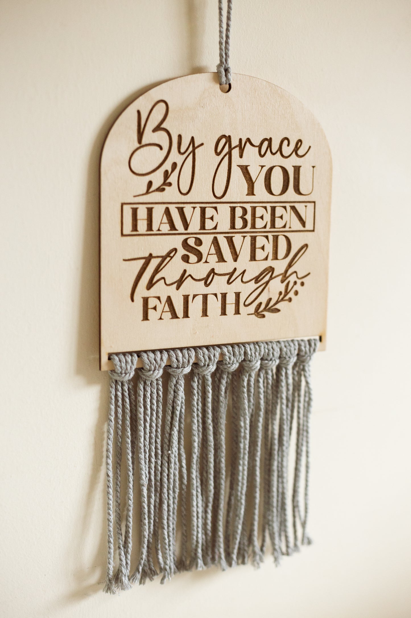 Bible Verse Hanging Macrame Sign Pastel Colours