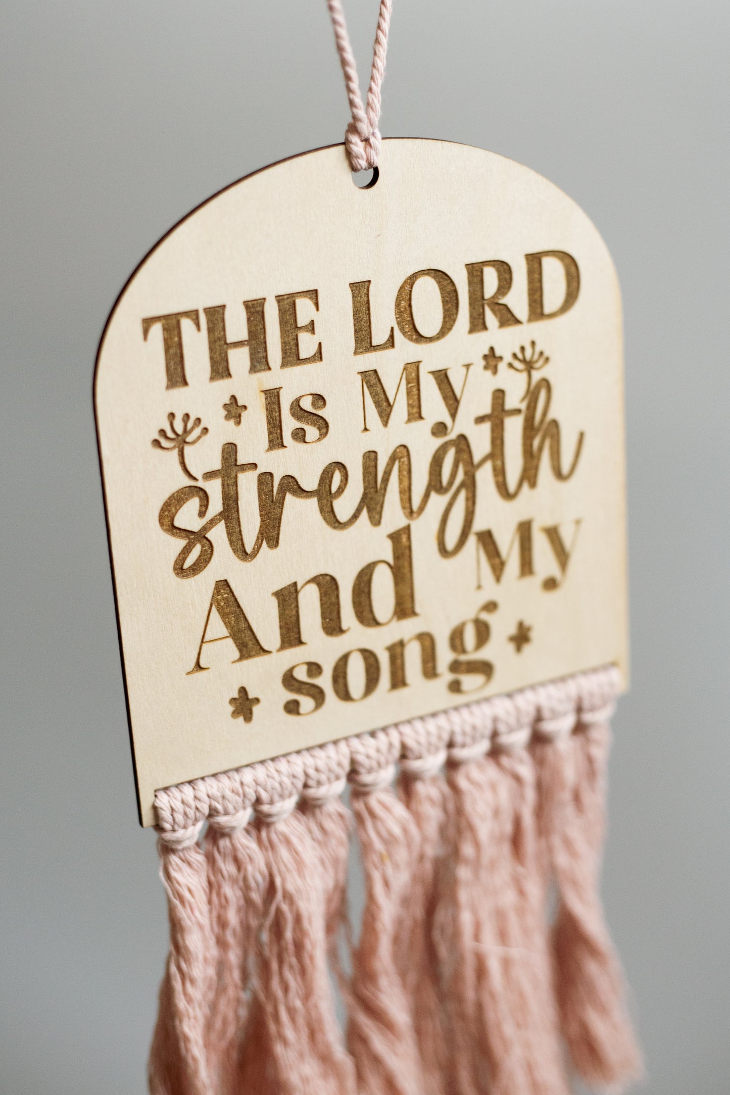 Bible Verse Hanging Macrame Sign Pastel Colours