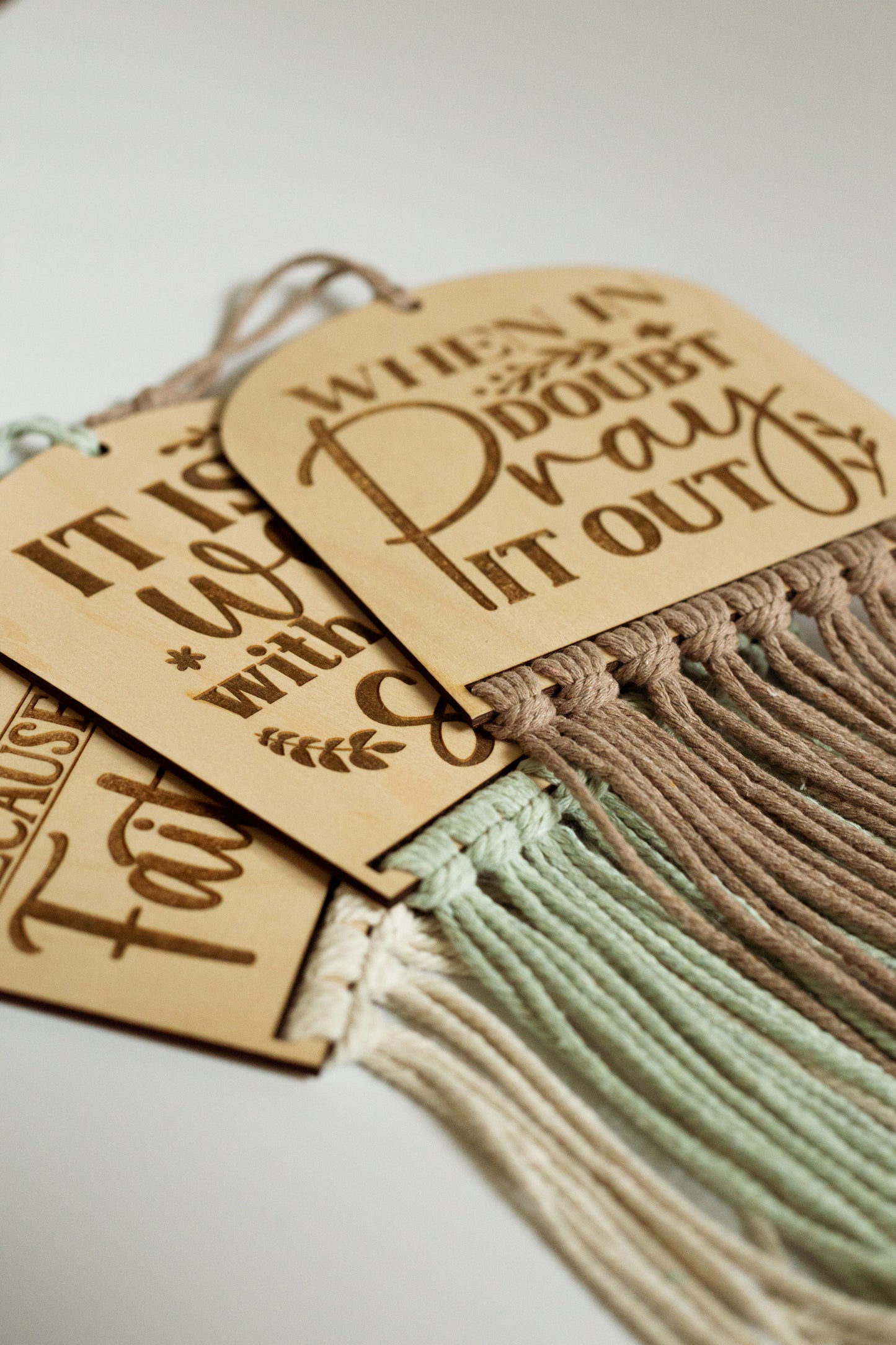 Bible Verse Hanging Macrame Sign Pastel Colours