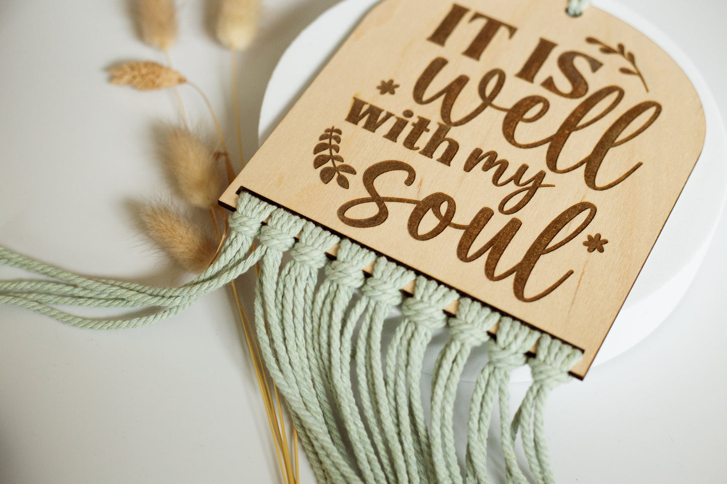 Bible Verse Hanging Macrame Sign Pastel Colours