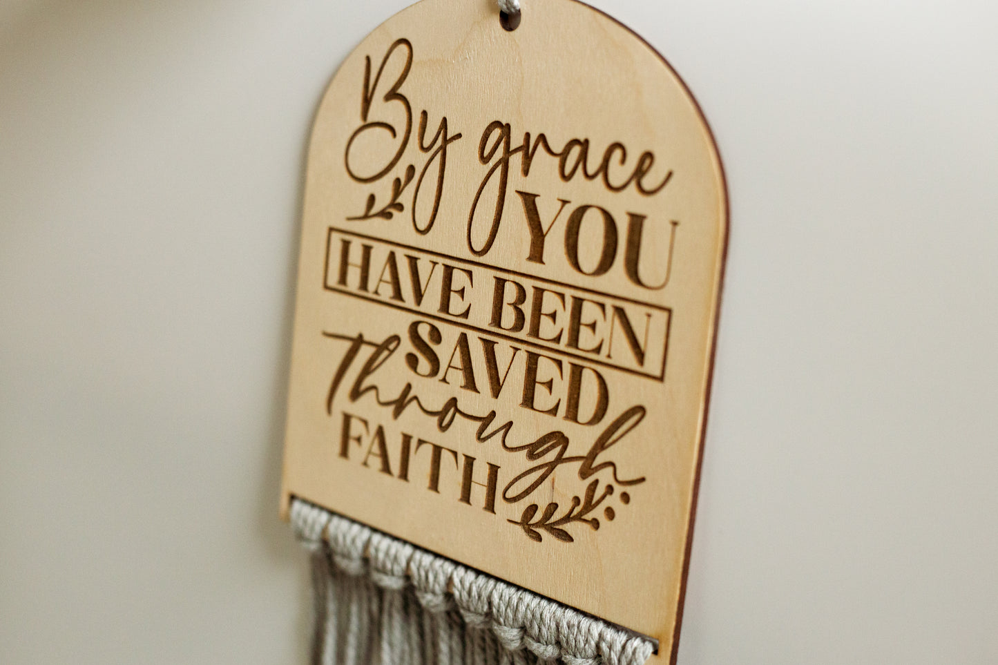 Bible Verse Hanging Macrame Sign Pastel Colours