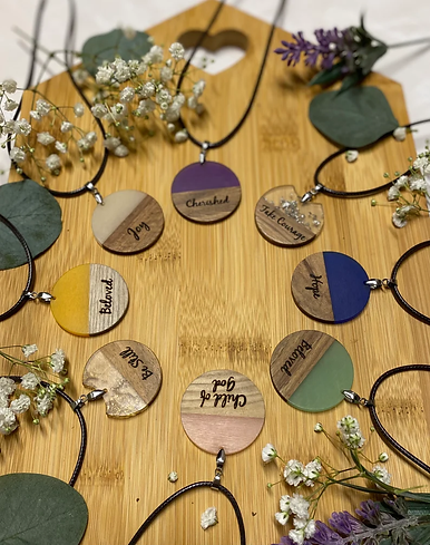 Personalised Wood and Resin Necklace