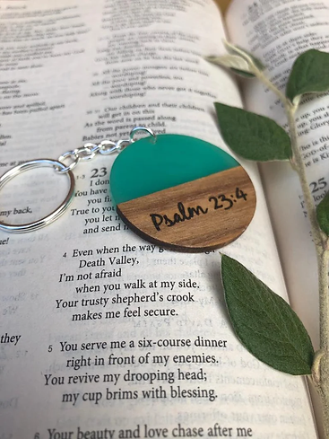 Personalised Colour Resin Bible Verse Key Ring